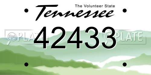 42433 Tennessee License Plate