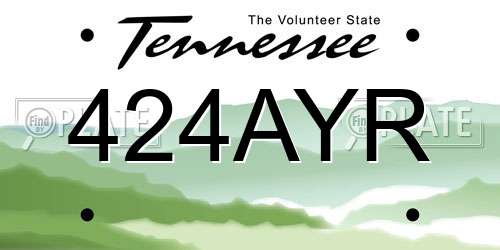 424AYR Tennessee License Plate