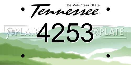 4253 Tennessee License Plate