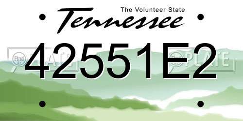 42551E2 Tennessee License Plate
