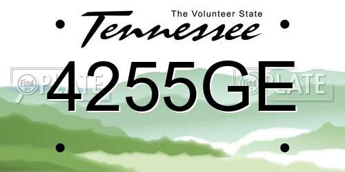 4255GE Tennessee License Plate