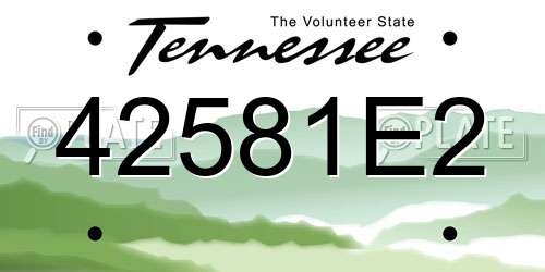 42581E2 Tennessee License Plate