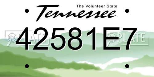42581E7 Tennessee License Plate
