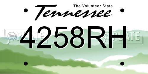 4258RH Tennessee License Plate