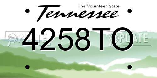 4258TO Tennessee License Plate