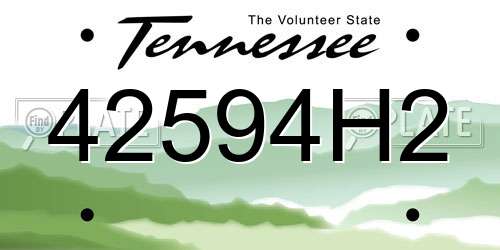 42594H2 Tennessee License Plate