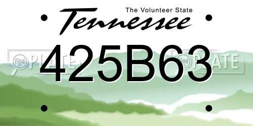 425B63 Tennessee License Plate
