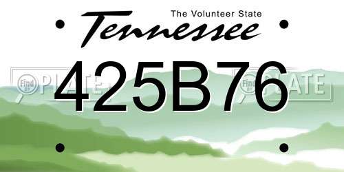 425B76 Tennessee License Plate