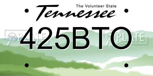 425BTO Tennessee License Plate
