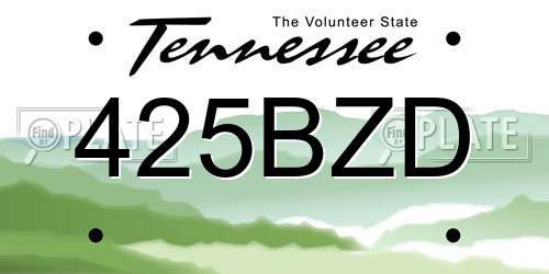 425BZD Tennessee License Plate