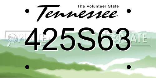 425S63 Tennessee License Plate
