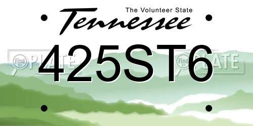425ST6 Tennessee License Plate