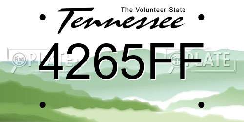 4265FF Tennessee License Plate