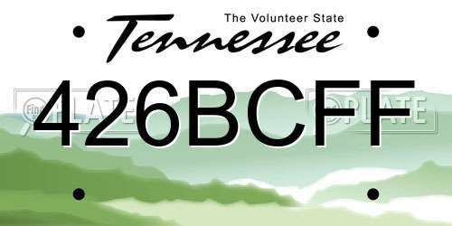 426BCFF Tennessee License Plate
