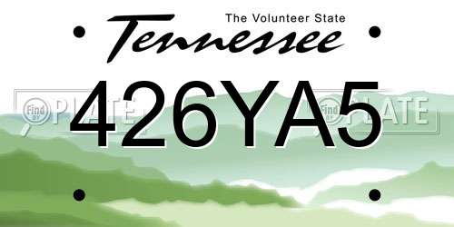 426YA5 Tennessee License Plate