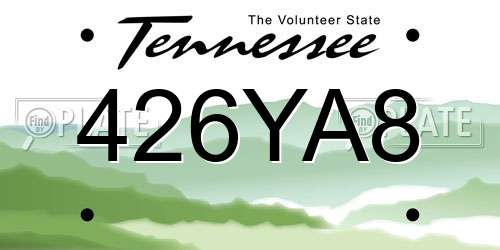 426YA8 Tennessee License Plate