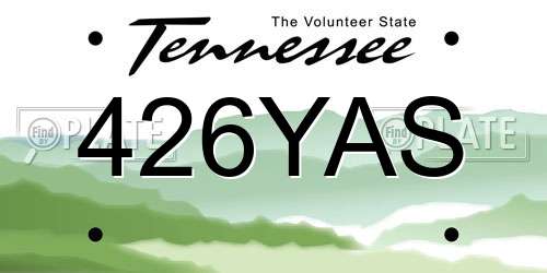 426YAS Tennessee License Plate