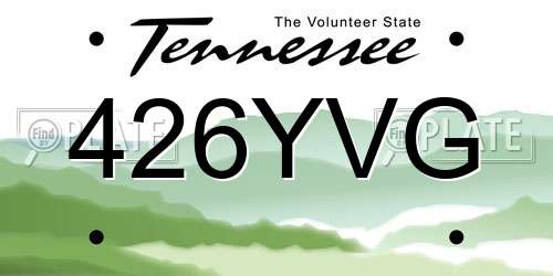 426YVG Tennessee License Plate