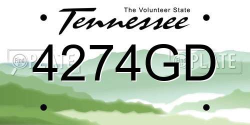 4274GD Tennessee License Plate