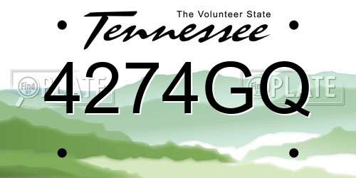 4274GQ Tennessee License Plate