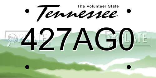 427AG0 Tennessee License Plate