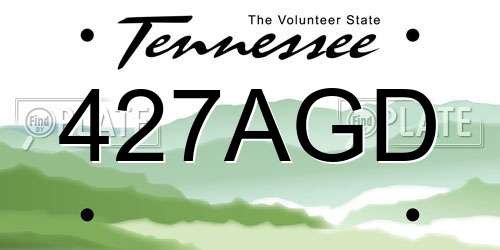 427AGD Tennessee License Plate