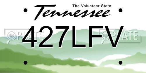 427LFV Tennessee License Plate