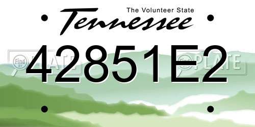 42851E2 Tennessee License Plate