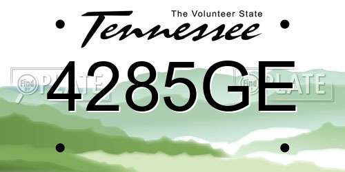 4285GE Tennessee License Plate