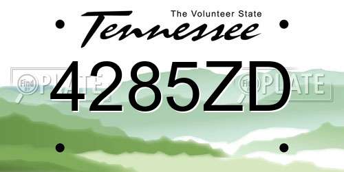 4285ZD Tennessee License Plate