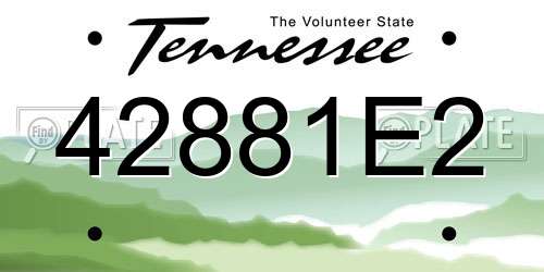 42881E2 Tennessee License Plate