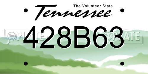 428B63 Tennessee License Plate