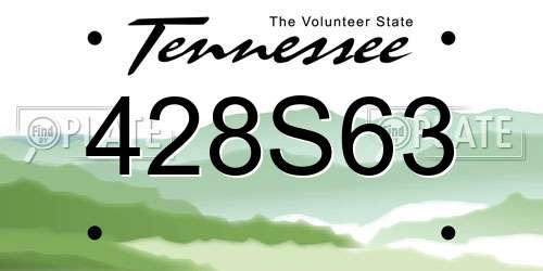 428S63 Tennessee License Plate