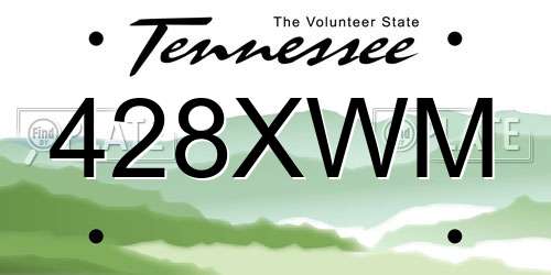 428XWM Tennessee License Plate
