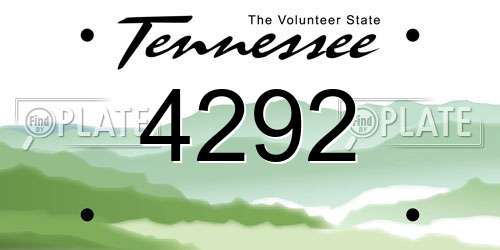4292 Tennessee License Plate