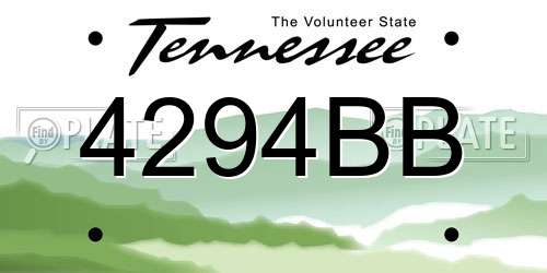 4294BB Tennessee License Plate