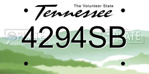 4294SB Tennessee License Plate