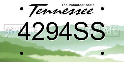 4294SS Tennessee License Plate