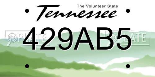 429AB5 Tennessee License Plate