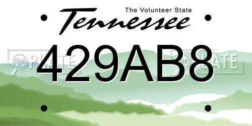 429AB8 Tennessee License Plate