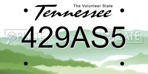 429AS5 Tennessee License Plate
