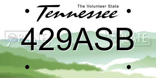 429ASB Tennessee License Plate