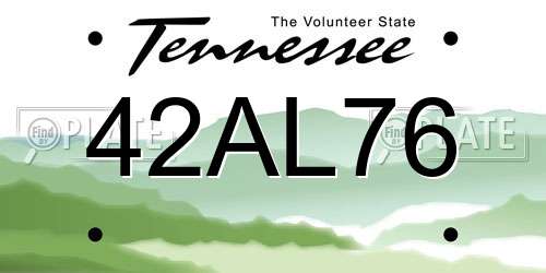42AL76 Tennessee License Plate
