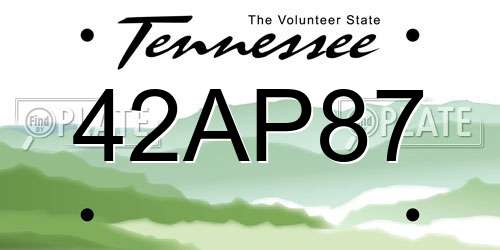 42AP87 Tennessee License Plate