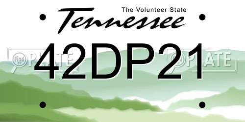 42DP21 Tennessee License Plate