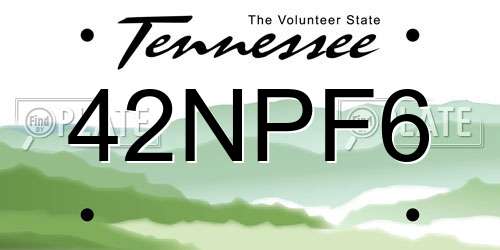 42NPF6 Tennessee License Plate