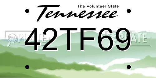 42TF69 Tennessee License Plate