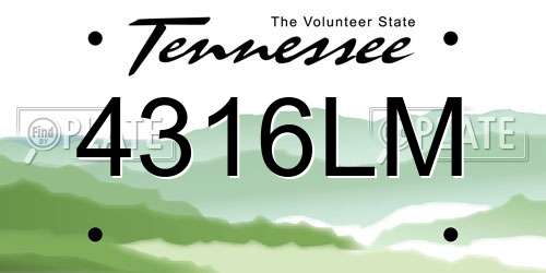 4316LM Tennessee License Plate