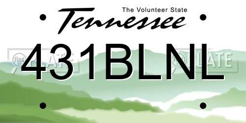 431BLNL Tennessee License Plate