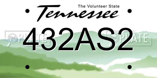 432AS2 Tennessee License Plate